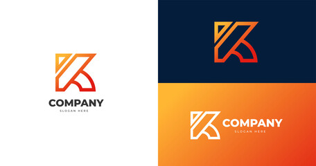 Initial K letter logo design template, line concept, vector illustration for personal or company