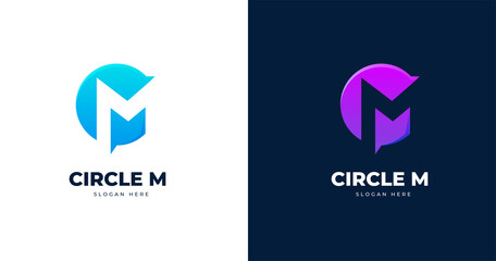 Letter M logo design template with circle shape style for personal or company