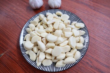 Garlic Clove in the plate 