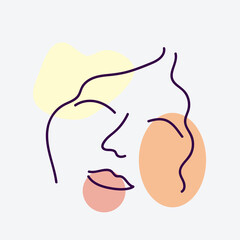 Women portraits. Female abstract hand drawn contemporary portrait, fashion girls silhouettes, modern female face posters