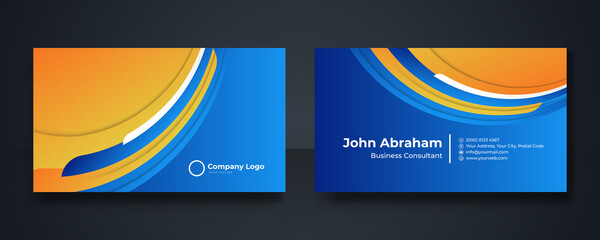 Stylish modern blue orange white black elegant business card design
