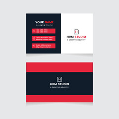 Modern Business Card Print Templates. Personal Visiting Card With Company Logo. Business Card Design Vector Illustration Stationery. Double Sided Business Card Flat.