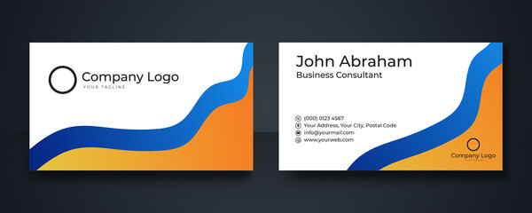 Business cards design template with blue orange black color