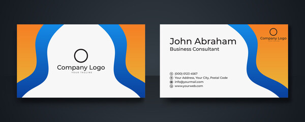 Business cards design template with blue orange black color