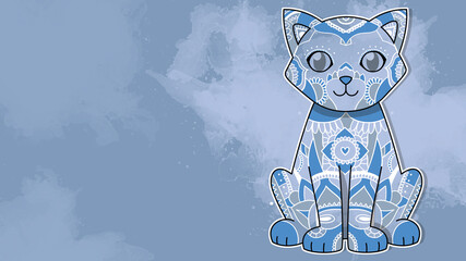 Cute Mandala Cat Wallpaper Background