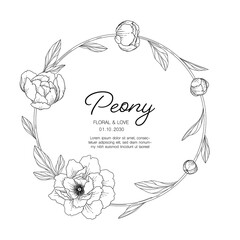 Hand drawn peony floral greeting card background.. © suwi19