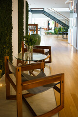 table and chairs in a restaurant