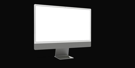 Workspace blank screen desktop computer, Mockup computer background dark black