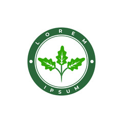 A logo template with three oak leaves. An emblem logo inspiration.