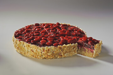 Kuchen, Torte, Himbeer, ganz, Sahne, Mandeln