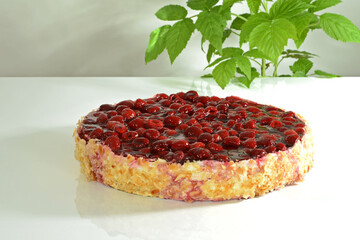 Kuchen, Torte, Himbeer, ganz, Sahne, Mandeln