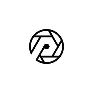 p initial camera logo design vector template