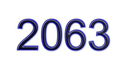 blue 2063 number 3d effect white background