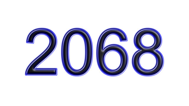 blue 2068 number 3d effect white background