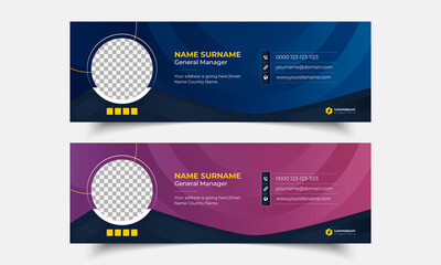 Email Signature design template or corporate mail footer, 2 gradient color variation