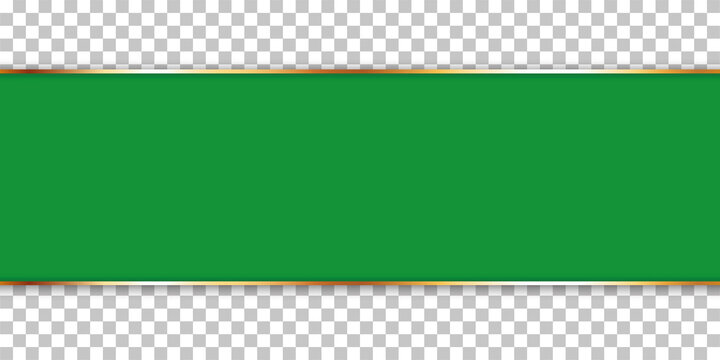 green ribbon banner with gold frame on transparent background	
