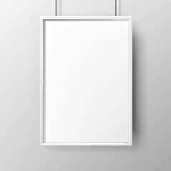 Poster Blank Advertising Paper With Frame Vector. Hanging On Wall Poster, Street Or Underground Marketing Advertisement Business Page. Promotion Empty Canvas Template Realistic 3d Illustration