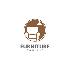 Furniture logo, chair and home decorative lights logo design vector template