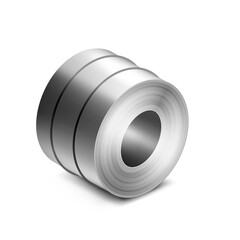 Steel Sheet Roll Industry Plant Production Vector. Aluminium Roll Metallurgy Industrial Factory Metallic Manufacturing. Stainless Scroll For Metalwork Template Realistic 3d Illustration