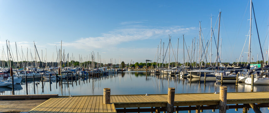 view of the marina and yacht harbor in Middelfart in southern Denmark