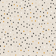 Materiał do szycia Vector abstract cute hand drawn seamless pattern with a irregular dots on a beige background. Pastel baby texture ideal for fabric, wallpaper, wrapping paper, card, layout. Delicate children's print.
