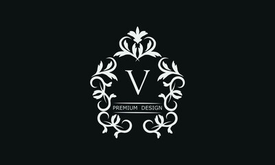 Monogram letter V. Luxury identity logo for restaurant, royalty, boutique, cafe, hotel, heraldic, fashion and others.
