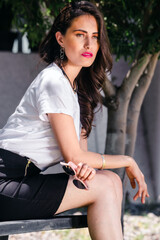 beautiful urban fashion white woman portrait