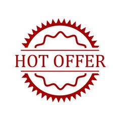 Obraz premium red round seal stamp sticker hot offer isolated on white background