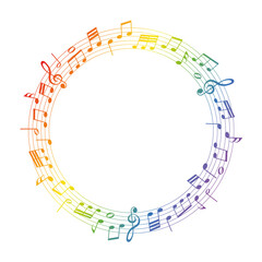 Obraz premium rainbow vector sheet music - musical notes melody on white background 