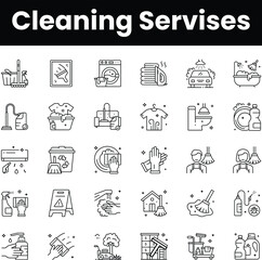 Fototapeta na wymiar Cleaning services vector icon set