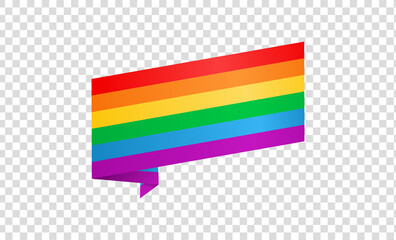 Waving rainbow LGBT flag isolated on png or transparent  background, Symbol of LGBT gay pride,vector illustration