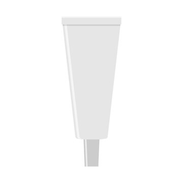 Grey cream tube. Plastic jar for cosmetics or toothpaste. Flat style.