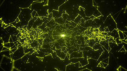 Abstract technology Plexus tunnel background from lines and dots. Space geometrical backdrop