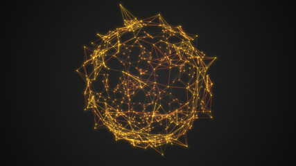 Abstract sphere technology background from lines and dots.