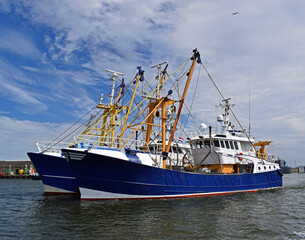 Beautiful blue Dutch fishing vessels