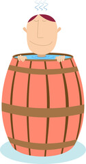 Man sits in the wooden cask filled up with water illustration
Man gets a pleasure from bathing in the big wooden tun with water isolated on white
