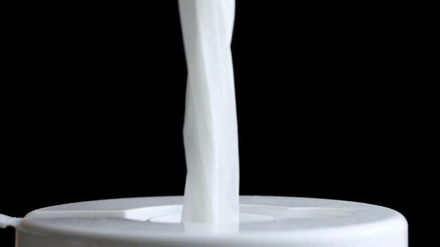 White wet cleaning wipes for hands and cleaning all types of screens from dirt, macro