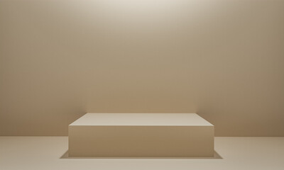 Scene with beige color podium for mock up presentation in minimalism style with copy space, 3d render abstract background