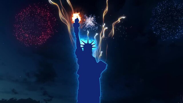 Statue of Liberty with Fireworks Celebration 