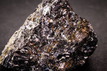 zinc ore, macro photography, on black isolated background.