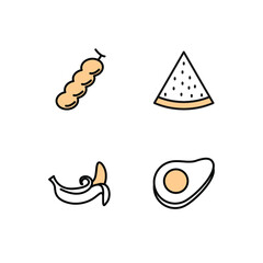 fruits set icon, isolated fruits set sign icon, vector illustration