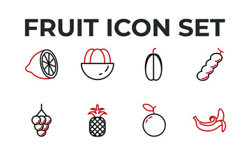 fruits set icon, isolated fruits set sign icon, vector illustration