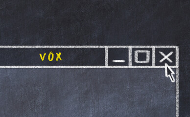 Chalk drawig of browser window with inscription vox