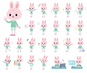 Muurstickers Speelgoed Een set konijnenjongens die verschillende emoties uiten