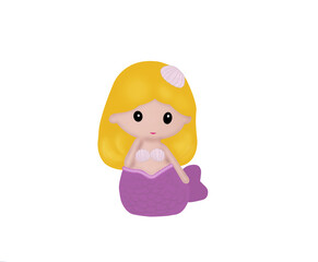 baby doll  the little mermaid isolated on white background