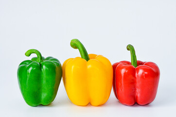 Sweet bell pepper for healthy on white background.Diet food and vegan concept.Closeup with Clipping Path.