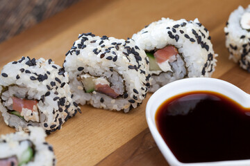 asian food items and soy sauce, close up