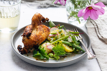 Roast chicken and summery potato salad