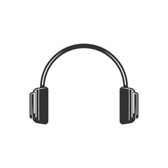 Silhouette headphone design vector isolated on white background