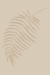 Minimalistic landscape with a tropical palm leaf.
